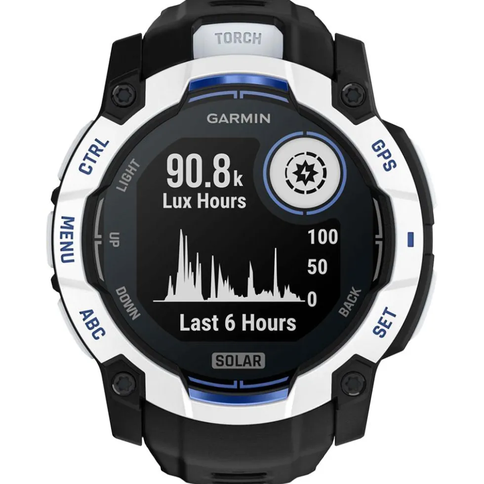Orologi GPS Garmin Instinct 3 Solar Blanche Avec Bracelet Noir Bleu