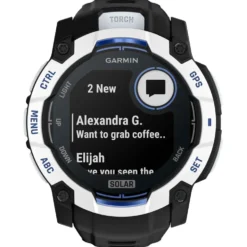 Orologi GPS Garmin Instinct 3 Solar Blanche Avec Bracelet Noir Bleu