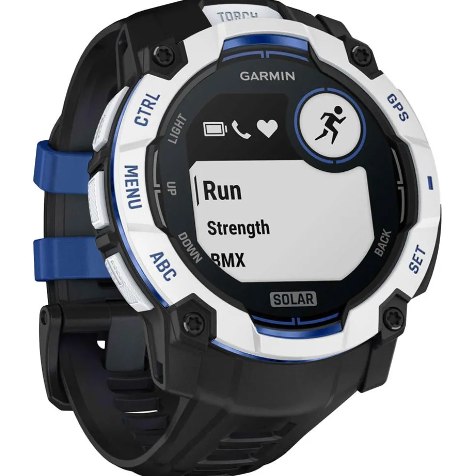 Orologi GPS Garmin Instinct 3 Solar Blanche Avec Bracelet Noir Bleu