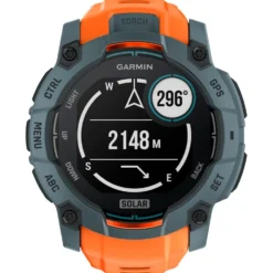 Orologi GPS Garmin Instinct 3 Solar Bleu Crépuscule Avec Bracelet Orange