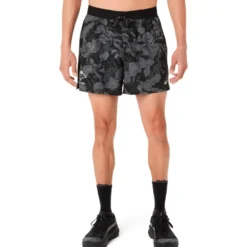Pantaloncini da trail Asics Fujitrail All Over Print 5In Black Carbon Cream