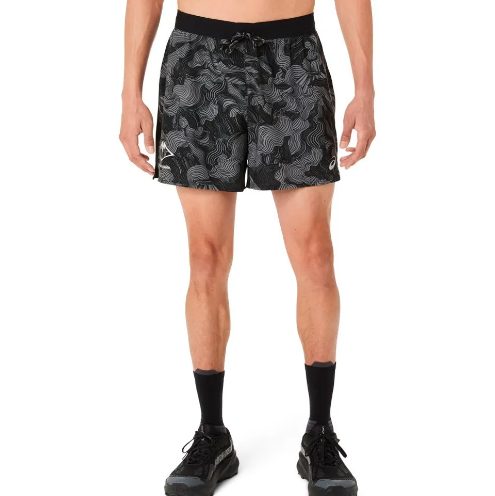 Pantaloncini da trail Asics Fujitrail All Over Print 5In Black Carbon Cream