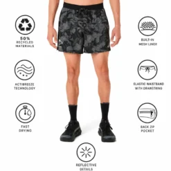Pantaloncini da trail Asics Fujitrail All Over Print 5In Black Carbon Cream
