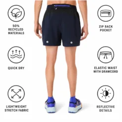 Pantaloncini da trail Asics Fujitrail All Over Print 5In Midnight Cobalt Burst Cream