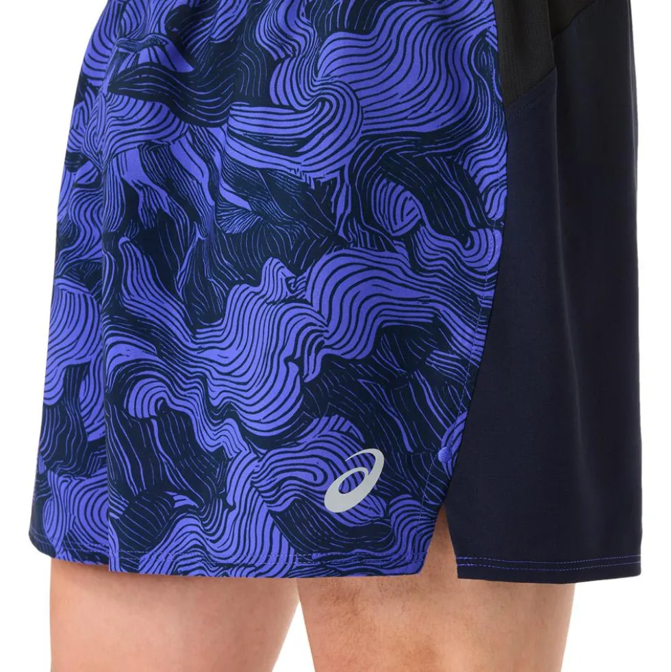 Pantaloncini da trail Asics Fujitrail All Over Print 5In Midnight Cobalt Burst Cream