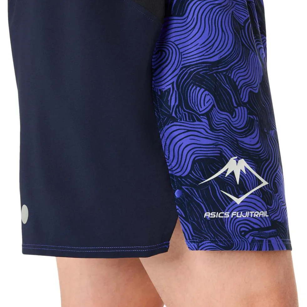Pantaloncini da trail Asics Fujitrail All Over Print 5In Midnight Cobalt Burst Cream