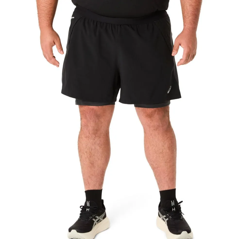 Pantaloncini da trail Asics Road 2 in 1 Black Graphite Grey