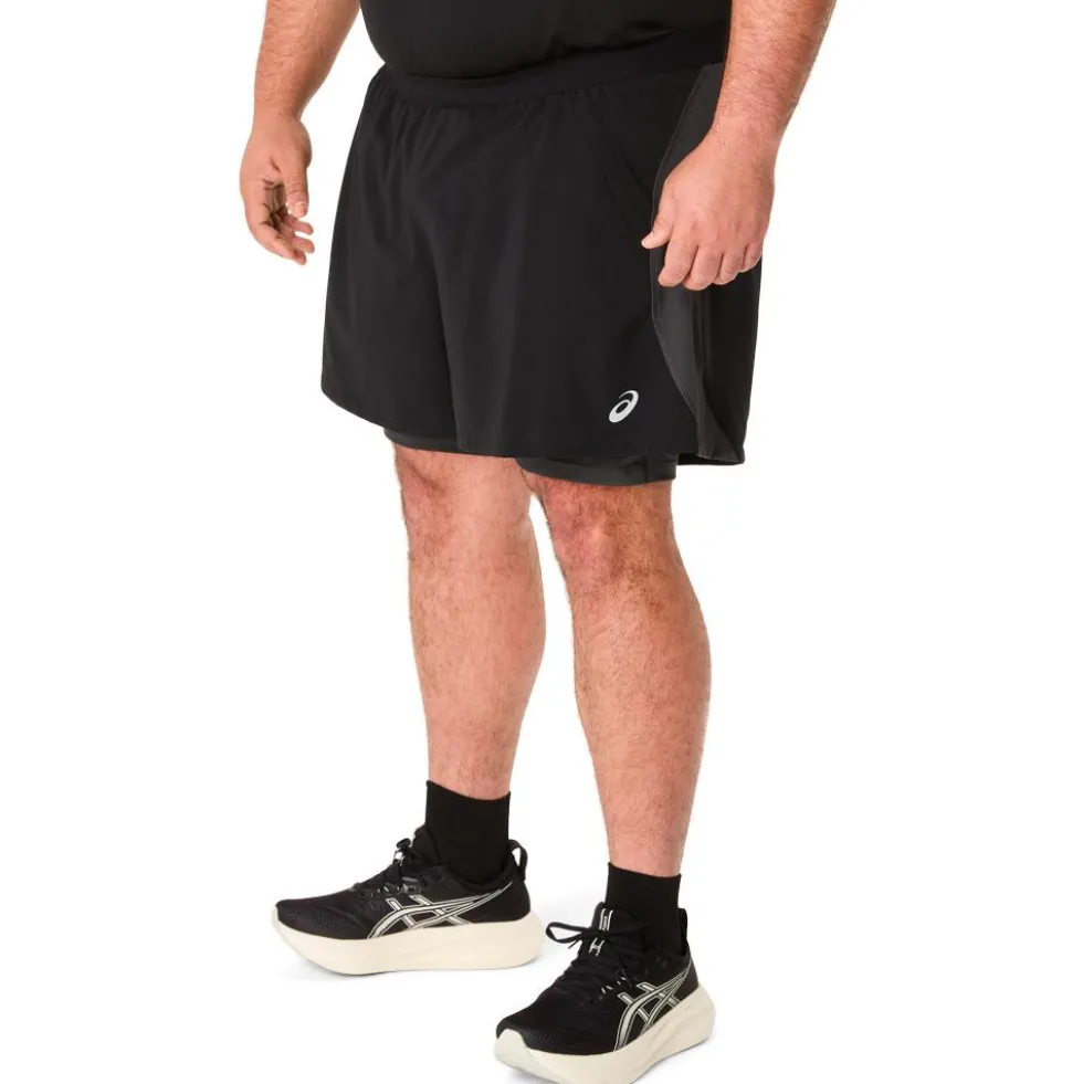 Pantaloncini da trail Asics Road 2 in 1 Black Graphite Grey