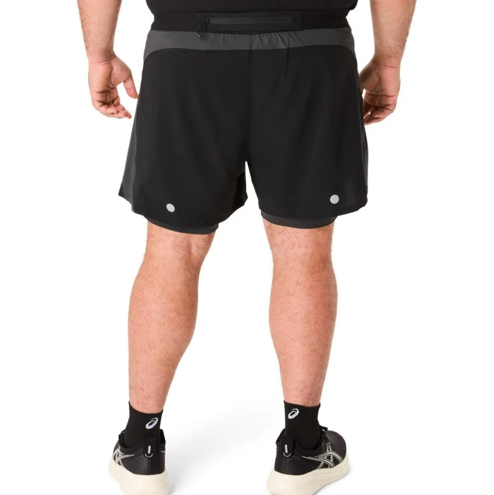 Pantaloncini da trail Asics Road 2 in 1 Black Graphite Grey