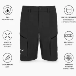 Pantaloncini da trekking Salewa Puez Durastretch Cargo Shorts M Black Out
