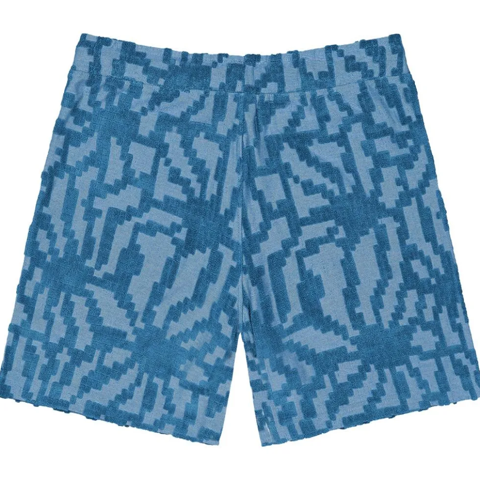 Pantaloncini Picture Spongy Blue Flower Embossed