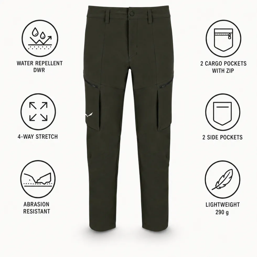 Pantaloni da trekking Salewa Puez Durastretch Cargo Pants M Dark Olive