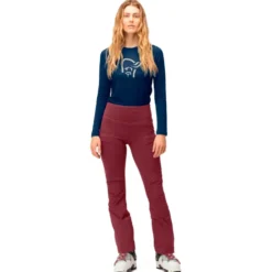 Pantaloni tecnici Norrona Lyngen Equaliser Stretch Tights W's Tawny Port