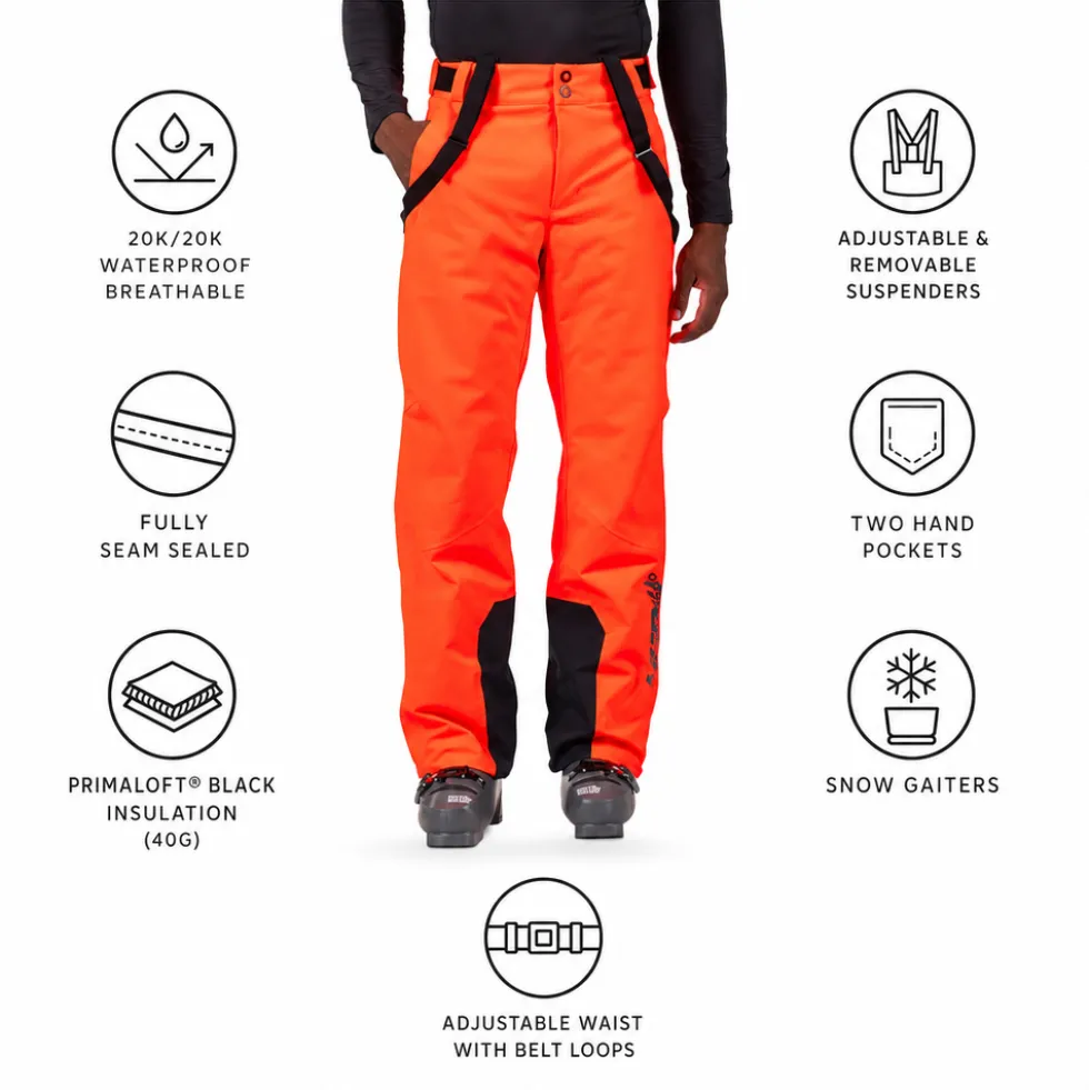 Pantaloni tecnici Rossignol Hero Blackside Insulated Pant Neon Red