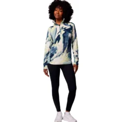 Pile Columbia Glacial IV Print 1/2 Zip Everblue Snowflight