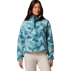 Pile Columbia Helvetia II Printed Cropped Half Snap W Marine Light Sunscape