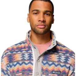 Pile Columbia Helvetia II Printed Half Snap Fleece Sea Salt Retro
