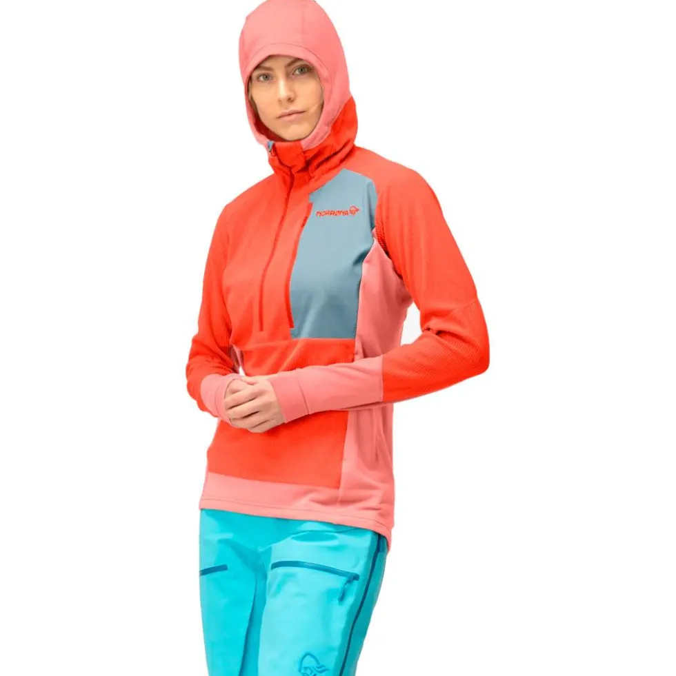 Pile Norrona Lofoten Thermal Pro Hood W's Orange Alert Peach Amber