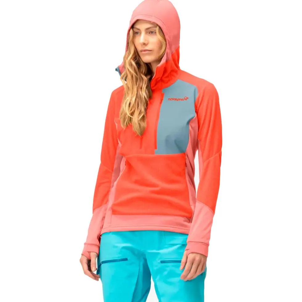 Pile Norrona Lofoten Thermal Pro Hood W's Orange Alert Peach Amber