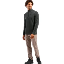Pile Odlo Roy Mid Layer 1/2 Zip Shale Grey Black Stripes