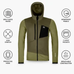 Pile Ortovox Fleece Grid Hoody M Wild Herbs
