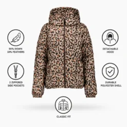 Piumino Jott Prague Print Beige Leopard
