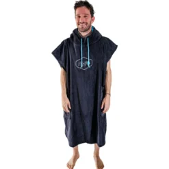 Poncho da bagno All-In Classic Flash Line Ponchos Black Turquoise
