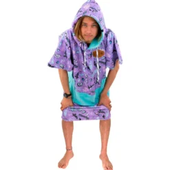 Poncho da bagno All-In V-Poncho Men Beach Crew Pop 80 Purple