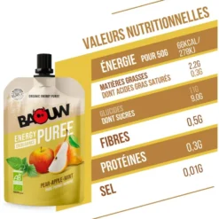 Purè Baouw Compotes Energétiques Bio 90g Poire - Pomme - Menthe