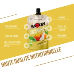 Purè Baouw Compotes Energétiques Bio 90g Poire - Pomme - Menthe