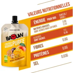 Purè Baouw Compotes Energétiques Bio 90g Mangue - Passion - Gingembre
