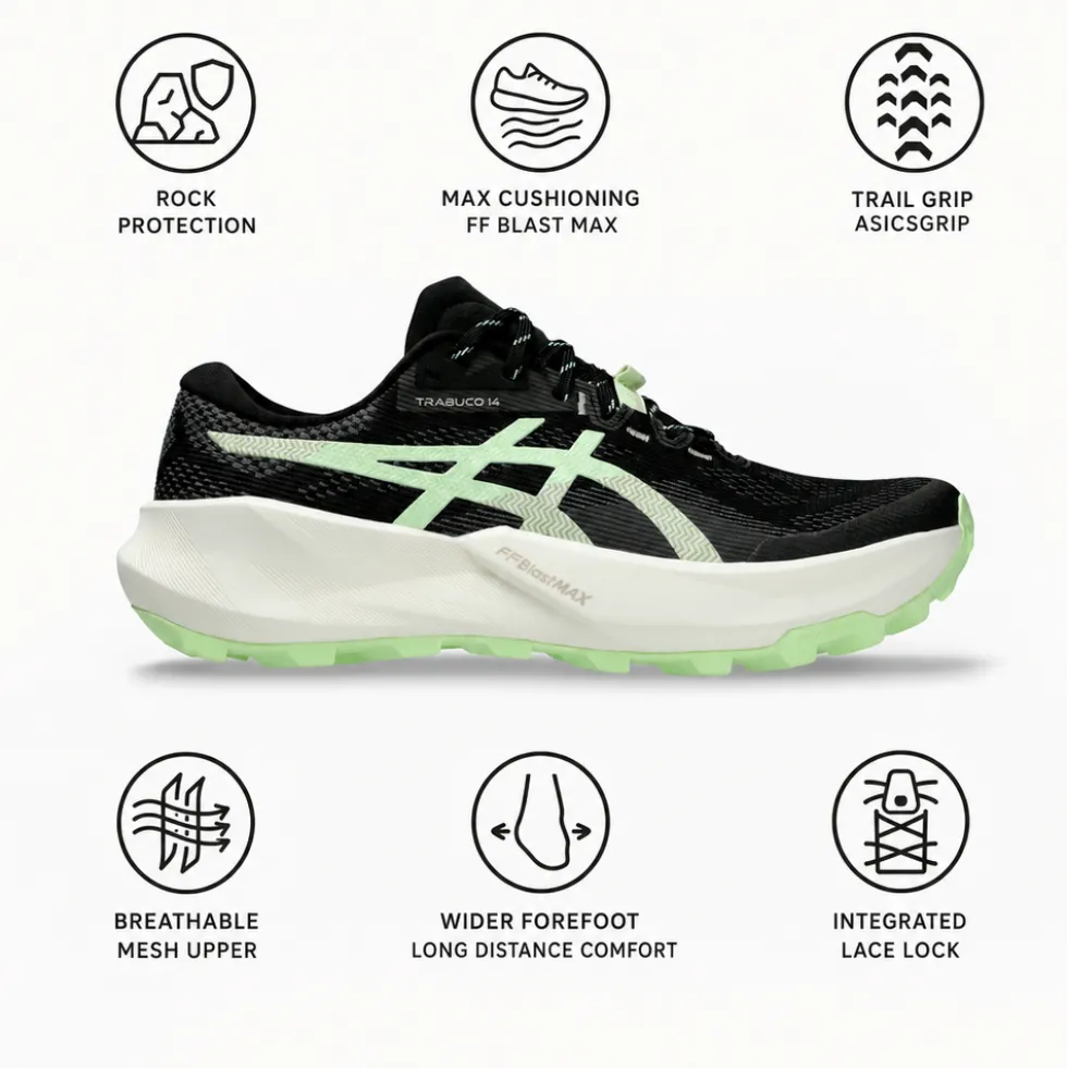 Scarpe da trail Asics Trabuco 14 Black Illuminate Yellow