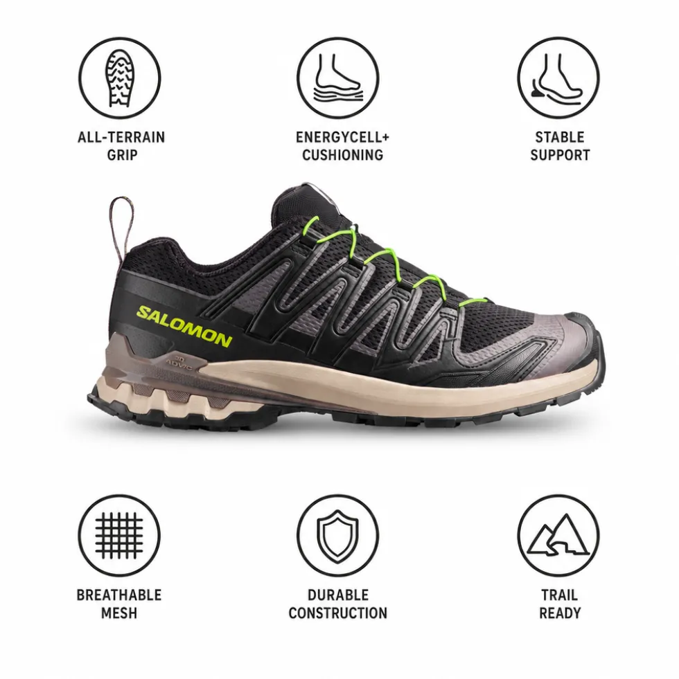 Scarpe da trail Salomon Xa Pro 3D V9 Black Dark Gull Gray Acid Lime