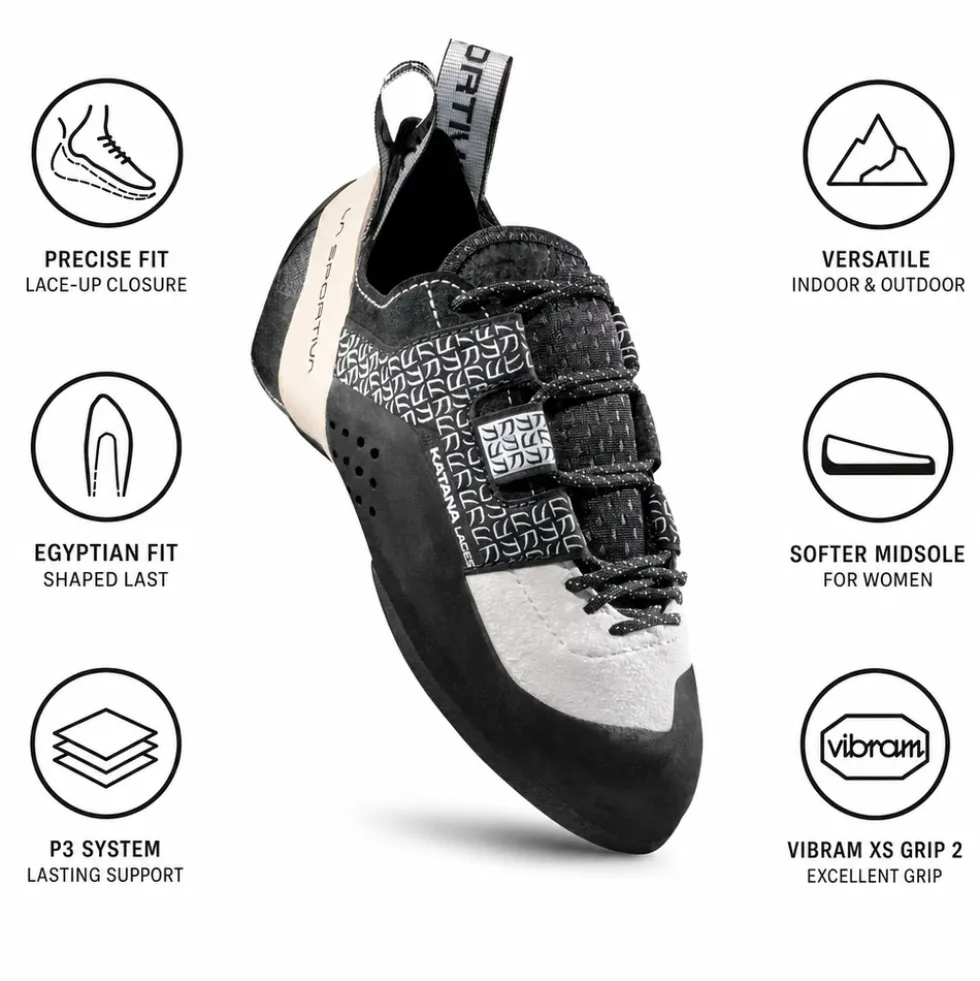 Scarpette arrampicata La Sportiva Katana Laces Woman White Black