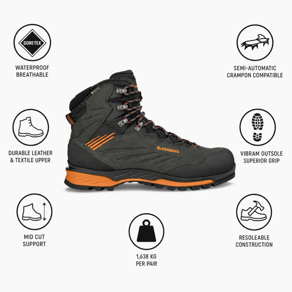 Scarponi da alpinismo Lowa Cadin II Gore-Tex Mid Anthracite Flame