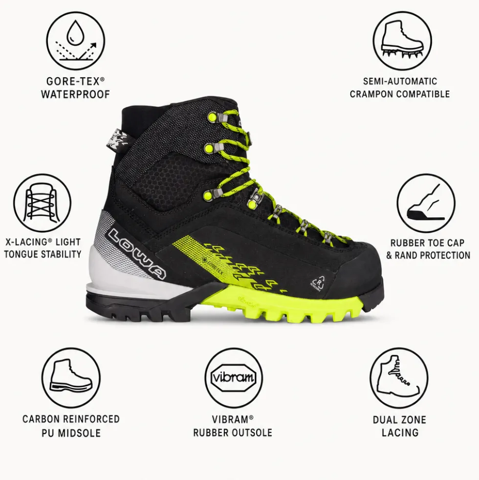 Scarponi da alpinismo Lowa Cervino Gore-Tex Mid Black Lime