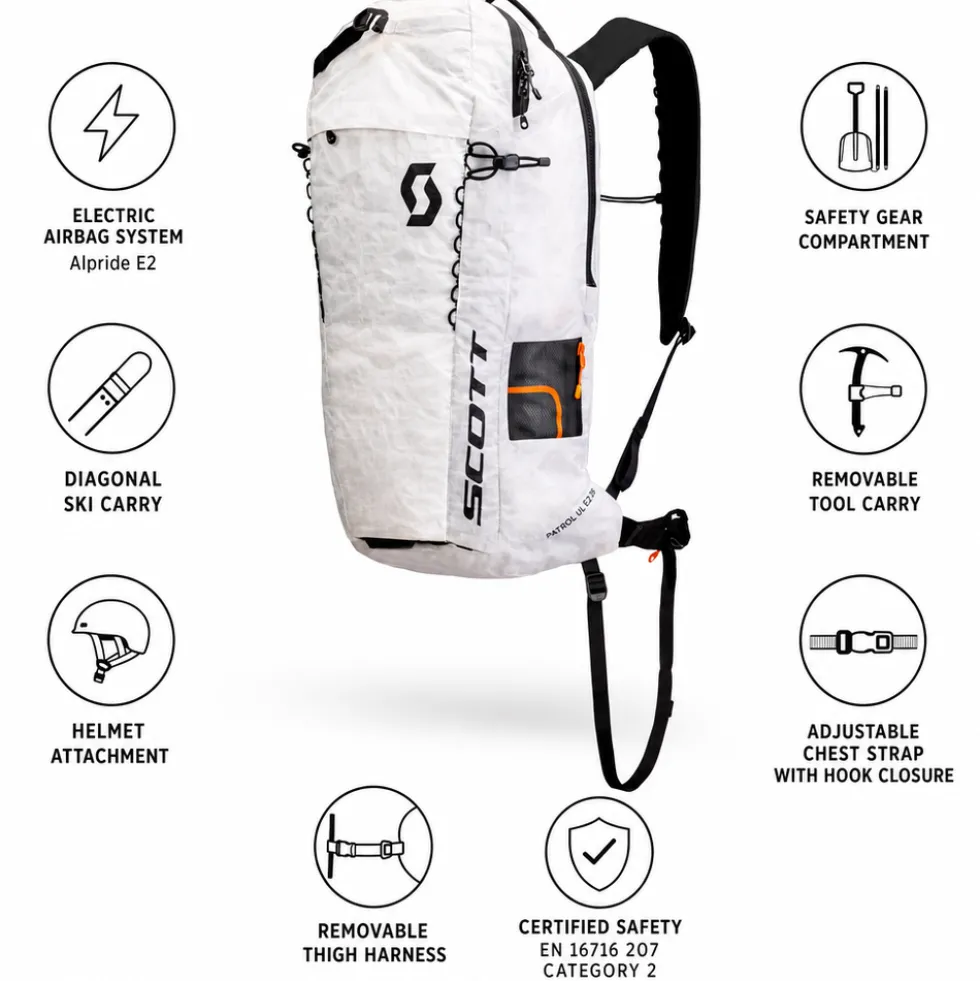 Zaino anti valanga con airbag Scott Pack Patrol Ultralight E2 25 Kit White Black
