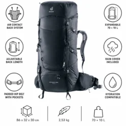 Zaino Deuter Aircontact Core 70+10 Black
