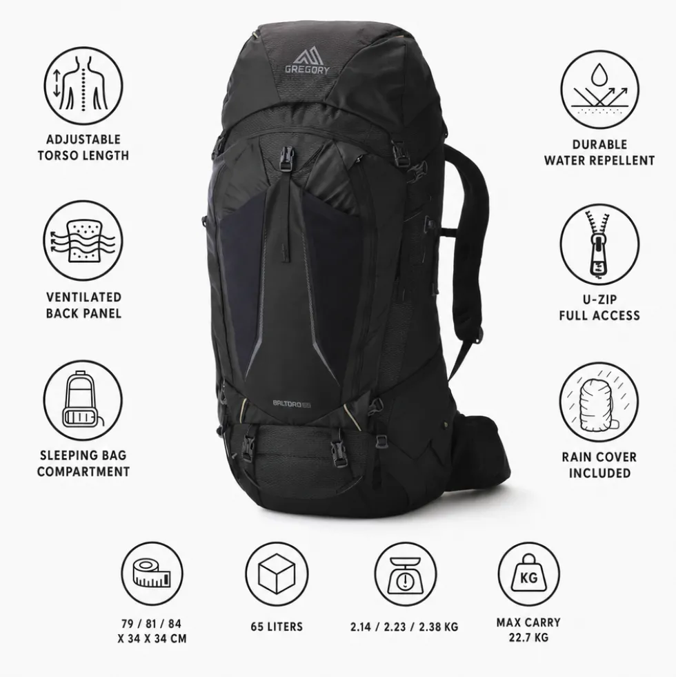 Zaino Gregory Baltoro 65 Shadow Pine Black