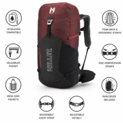 Zaino Millet Ubic 25 E-Black Dark Red