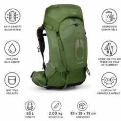 Zaino Osprey Atmos Ag 50 Mythical Green