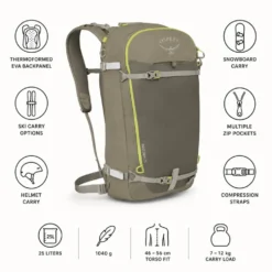 Zaino Osprey Soelden 25 Olive Tan Earl Grey