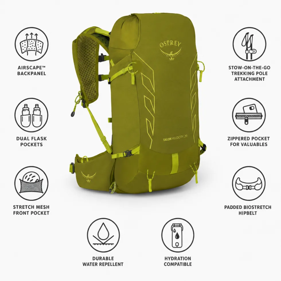 Zaino Osprey Talon Velocity 20 Matcha Green Lemongrass