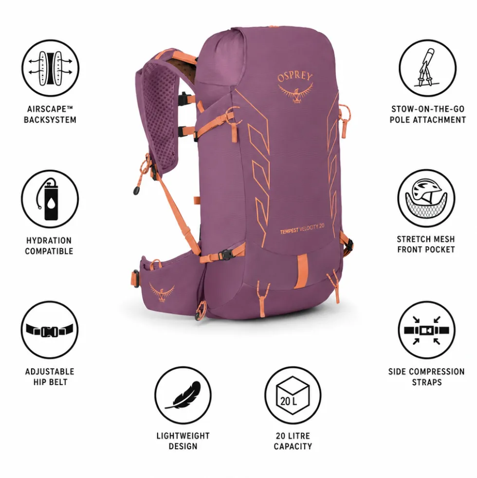 Zaino Osprey Tempest Velocity 20 Rashmina Melon